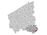 Situation de la ville au sein de l'arrondissement de Courtrai et de la province de Flandre-Occidentale