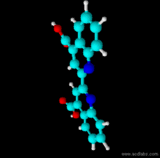 Représentations bidimensionnelle et tridimensionnelle de l'acide bicinchoninique