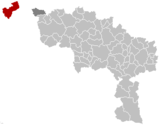 Situation de la ville au sein de l'arrondissement de Mouscron et de la province de Hainaut