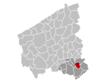Situation de la ville au sein de l'arrondissement de Bruges et de la province de Flandre-Occidentale