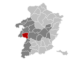Situation de la ville dans l’arrondissement de Hasselt et la province de Limbourg