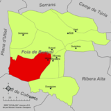 Localización de Yátova respecto a la comarca de la Hoya de Buñol
