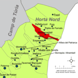 Localisation de Massamagrell dans la comarque de la Huerta Norte