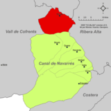 Localización de Millares respecto a la comarca de la Canal de Navarrés
