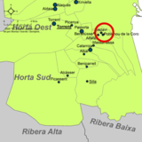 Localisation de Llocnou de la Corona dans la comarque de l'Horta Sud