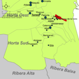 Localización de Sedaví respecto a la comarca de l´Horta Sud