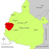 Situation de Villargordo del Cabriel dans la comarque d'Utiel