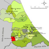 Localisation de locnou de Sant Jeroni dans la comarque de la Safor