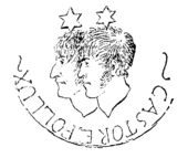Dessin à la plume d'Hoffmann le représentant en compagnie de Hippel, comme les personnages mythiques de Castor et Pollux.