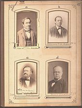 Quatre portraits anciens sur un page d'album.