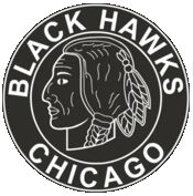 Logo original noir et blanc des Blackhawks.
