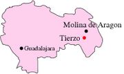Position de Tierzo dans la province de Guadalajara
