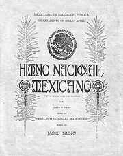 Couverture de la partition de l'hymne mexicain