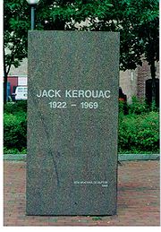 Memorial stone of the author Jack Kerouac in the city of Lowell, Mass. (USA)