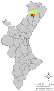 Localisation de Culla dans la Communauté de Valence