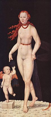 Vénus et Cupidon par Lucas Cranach le Jeune (v. 1540)