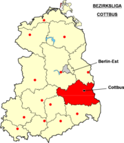 Localisation de la Bezirksliga Rostock dans le territoire de la RDA