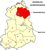 Localisation de la Bezirksliga Neubrandenburg dans le territoire de la RDA