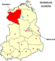Localisation de la Bezirksliga XXX dans le territoire de la RDA
