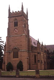 Prise de vue de la tour de l'horloge de l'église anglicane de Singleton