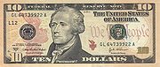 Billet de banque américain de 2004 à l'effigie d'Alexander Hamilton, basé sur un portrait de 1805 par John Trumbull