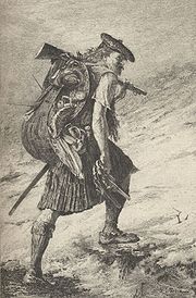 Gravure représentant un guerrier en fuite.