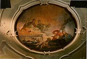 "Les Pères de l'Eglise occidentale", fresque 200cm x200cm ca, de Francesco Zugno (1709-1787), plafond de la bibliothèque du couvent "San Lazzaro degli Armeni" à Venise, 1740-41.