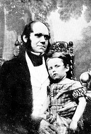 Darwin en 1842 avec son fils aîné, William Erasmus Darwin.