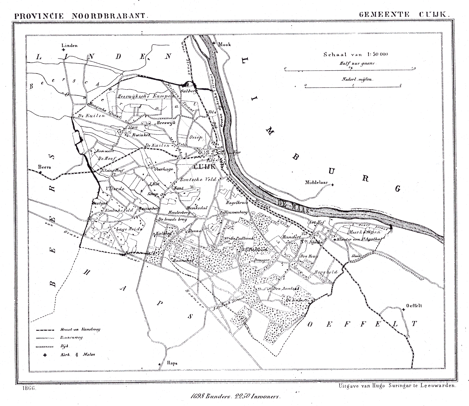 La commune de Cuijk en Sint Agatha en 1866