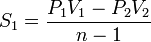 S_1 = \frac{P_1V_1-P_2V_2}{n-1}