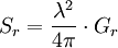 S_r=\frac{\lambda^2}{4\pi} \cdot G_r