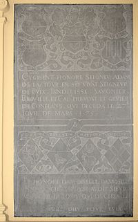 Plaque funéraire : dite de Adam de la Tour et d'Anne _Dosche à Puxe (54)