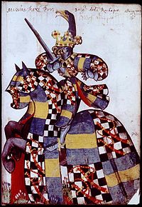 Portrait équestre de Régnier Pot, Le grand armorial équestre de la Toison d'or[1] (1430-1461).