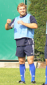 Brent Russell lors d'un entrainement avec l'ASM Clermont Auvergne