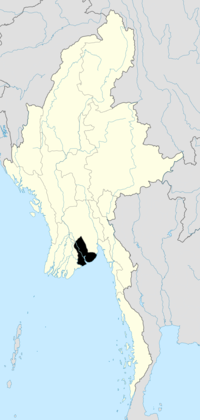 Localisation de la Région de Yangon (en noir) à l'intérieur de la Birmanie.