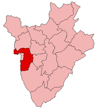 Localisation de la province de Bujumbura Rural (en rouge) à l'intérieur du Burundi