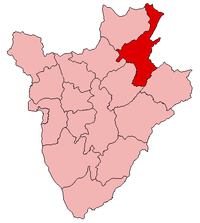 Localisation de la province de Muyinga (en rouge) à l'intérieur du Burundi