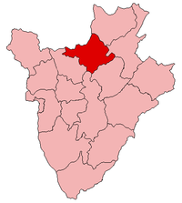 Localisation de la province de Ngozi (en rouge) à l'intérieur du Burundi