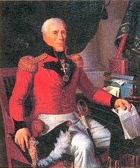 Portrait du général de Boigne pa P.E Moreau en costume de « Chevalier-Tireur »