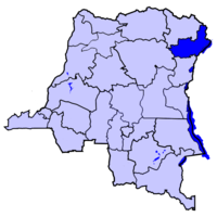 Localisation de l'Ituri (en bleu foncé) à l'intérieur de la République démocratique du Congo