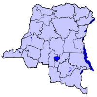 Localisation du Kasaï-Oriental (en bleu foncé) à l'intérieur de la République démocratique du Congo