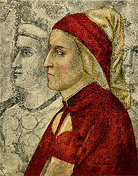 Le plus ancien portrait connu de Dante, détail d'une fresque de la chapelle Bargello attribuée à Giotto di Bondone.