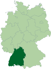 Localisation du Bade-Wurtemberg (en vert foncé) à l'intérieur de l'Allemagne