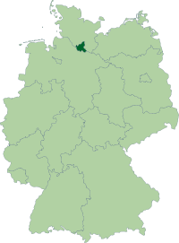 Localisation de Hambourg (en vert foncé) à l'intérieur de l'Allemagne