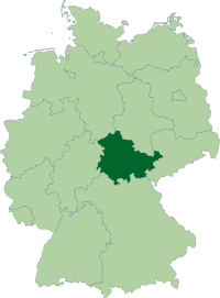 Localisation de la Thuringe (en vert foncé) à l'intérieur de l'Allemagne