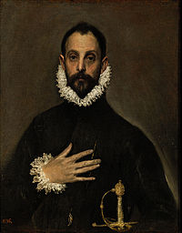 Chevalier avec la main sur la poitrine(À la redécouverte de El Greco au début du XXe siècle,ce portrait a « déchaîné un torrent littéraire en Espagne ».)