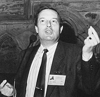 John C. Wells au Congrès Universel d'Espéranto à Bergen en 1991.