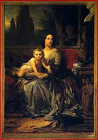 Portrait de Maria Brignole Sale de Ferrari avec son fils, à Matignon en 1856 par Léon Cogniet