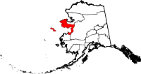 Carte situant la région de recensement de Nome (en rouge) dans l'État d'Alaska