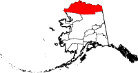Carte situant le borough de North Slope (en rouge) dans l'État d'Alaska